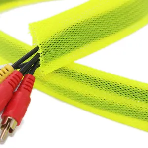 EKO Automotive Colorful pet Braided Flexible pet Braided Expandable Sleeve with Rosh C Cable Net for Desk Cable Protector