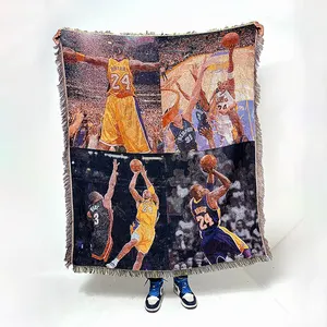Hot Sales Custom Woven Blankets High Quality Tapestry Sweater Jacquard Throws Cotton Blankets