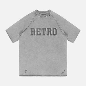 T-shirt Raglan en Molleton Épais 100% Coton, Impression Numérique, Motif Lettres, Effet Délavé, Broderie – Vente en Gros - Product Image 5