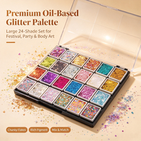Kit de peinture faciale professionnel 24 couleurs, poudre gel scintillante naturelle à base de plantes, paillettes fines et grossières, effet métallique holographique arc-en-ciel