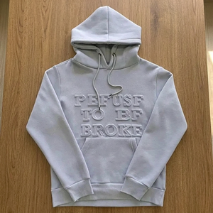 Sweat à capuche pour homme en molleton à coupe classique avec logo brodé en relief, 100% coton, impression numérique pour l'hiver, streetwear - Product Image 3
