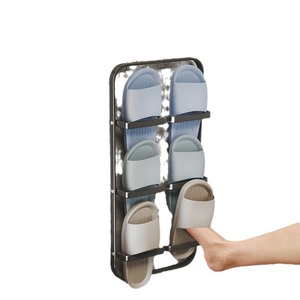 Support mural pour pantoufles de salle de bain, 60x70cm, 4 niveaux, rangement durable pour toilettes, drain, derrière la porte - Product Image 3