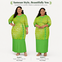 Nouvelle Arrivée - Ensemble Puletasi 2 Pièces Imprimé Personnalisé Style Insulaire pour Femme, Robe Samoane à Manches Mi-longues Col Rond Boutonnée, Grandes Tailles, Vente en Gros