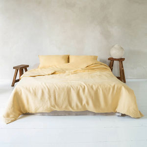 कस्टम ठोस तकिया सेट रानी राजा जुड़वां आकार के प्राकृतिक लिनन डवेट कवर सेट शीट के साथ सेट - Product Image 4