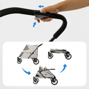 Chariot pliable <span class=keywords><strong>pour</strong></span> animaux de compagnie en Oxford et fer, moyen et grand format, <span class=keywords><strong>avec</strong></span> structure d'escalade, 4 roues, compartiment arrière, compatible toutes saisons, <span class=keywords><strong>pour</strong></span> utilisation extérieure - Product Image 5