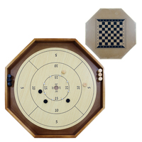Jeu de société Crokinole 30 pouces, 2 en 1 Crokinole et dames avec surface de jeu en bois octogonale, jeu de société de table canadien