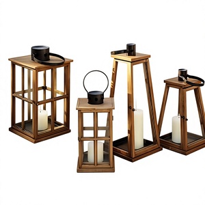 Portavelas Rústico de Madera con Paneles de Vidrio y Tapa de Metal, Diseño Personalizado para Decoración del Hogar en Navidad y San Valentín - Product Image 2