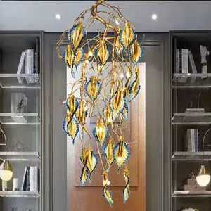 Einfache moderne Art Pendel leuchte Innendekoration Villa Treppe Led Blätter Kronleuchter
