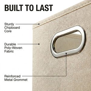 Fabric Cubby <b>Storage</b> Bins 11x11x11 Inches Cube Organizer with Dual Handles Fabric Organizer <b>Box</b> and <b>Collapsible</b> <b>Storage</b> Basket - Product Image 3