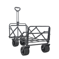 Extérieur grande ouverture arrière 350kgs chargement noir utilitaire bébé transporter pliable plage Wagon Wagon pique-nique poussette Camping