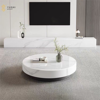 Table basse ovale de style crème moderne haut de gamme du groupe Yushi, petite configuration, marbre poli pour utilisation hôtelière