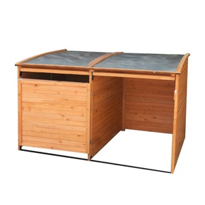 Outdoor Garden Wood Dustbin Box Waste Triple Wheelie Rubbish Bin Storage Shed Cover Shelter