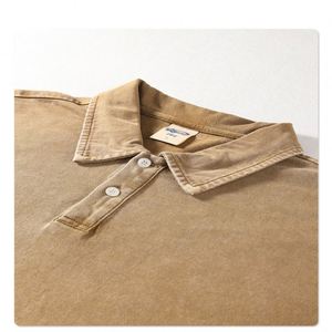 New Arrival Collar Vintage <b>Tshirt</b> Unisex Oversized Summer Custom Men's T Shirt 275gsm Brand Design Acid Wash Tees - Product Image 5