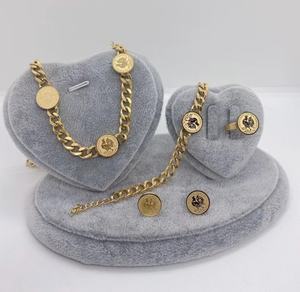 ชุดเครื่องประดับแฟชั่นสร้อยคอดีไซน์รูปหัวไก่ชุบทอง18K สำหรับผู้หญิงต่างหูแหวนเครื่องประดับสุดหรู - Product Image 3