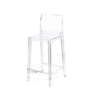 Vente en gros de chaises transparentes en résine plastique pour restaurant tabouret de bar haut en acrylique sans bras