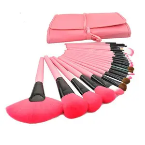 热卖24件粉色化妆旅行化妆刷套装腮红化妆刷带pu包