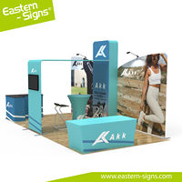 Support de toile de fond LED avec logo personnalisé, portable, en aluminium, contreplaqué, tissu, stand pour salons professionnels et expositions, affichage d'exposition