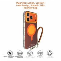 Casing Ponsel Magnetik Keras Minimalis Baru dengan Warna Laser dan Desain Color-blocking untuk iPhone 17 Pro Max, iPhone 16 PM, 15 PM dengan Tali Gantungan Ponsel