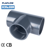 Raccord en T à 3 voies en PVC haute résistance aux produits chimiques, norme DIN, tuyaux et raccords, 20 mm-200 mm