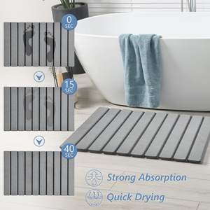 Grey Foldable Super Absorbent <b>Shower</b> Floor <b>Mat</b> <b>Non</b> <b>Slip</b> Quick Dry Diatomaceous Earth Stone Bath <b>Mat</b> for Bathroom Kitchen Bathub - Product Image 3
