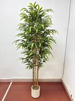 Décoration d'intérieur : Plante artificielle verte avec arbre et fleurs orange, plantes en pot pour salon, table à manger, ornements élégants