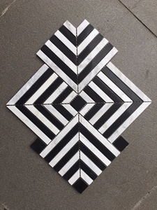 Décoration murale de cuisine de restaurant haut de gamme, mosaïque 3D en <span class=keywords><strong>marbre</strong></span> naturel <span class=keywords><strong>noir</strong></span> et blanc, carreaux de mosaïque en forme de <span class=keywords><strong>cube</strong></span> - Product Image 5