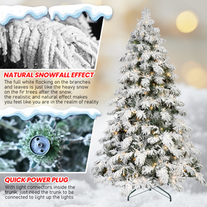Árbol de Navidad Artificial Flocado ZSW de 8 pies con Alambre de Memoria, Luces Blancas Cálidas, Decoración Interior, Tamaño 180 cm - Product Image 4