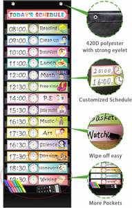 Tabla de Horarios Diarios de 15 Bolsillos, 30 Tarjetas de Almacenamiento Funcionales Reutilizables, Material Escolar para el Aula, el Hogar y Preescolar - Product Image 2