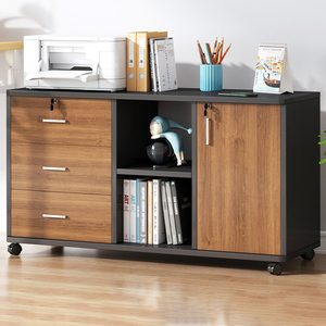 Adjustable Wooden Office Side <strong>Cabinet</strong> with Lock Low Under Desk Storage Unit and Printer Drawer for File Organization - Product Image 6