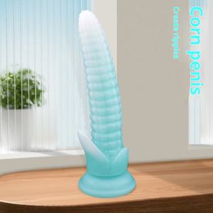 Yumuşak Çevre Dostu Elektrikli Mısır Koçanı Şeklinde Gerçekçi Silikon Anal Plug Uzun Işıklı Boşalan Yapay Penis %100 Su Geçirmez Seks Oyuncağı - Product Image 1