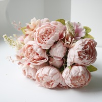 Vente en gros de pivoines artificielles à 13 têtes, fleurs sèches pour la décoration de la maison de mariage, fleurs en soie, décoration de table pour mariage