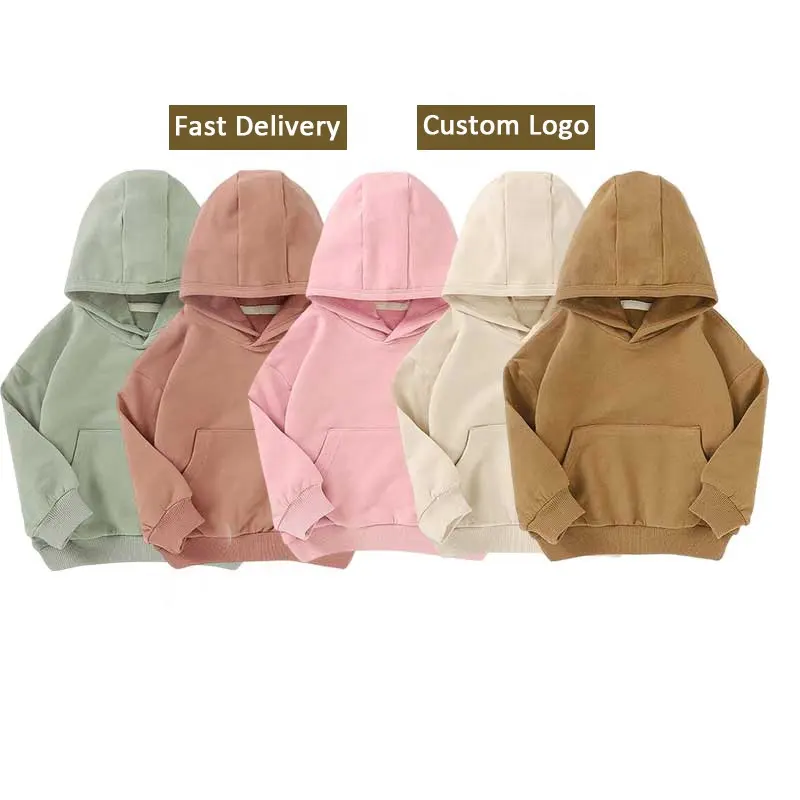 Grosir Hoodie Bayi Uniseks, Kantong Lengan Panjang Uniseks Sweater Katun Organik Polos Pakaian Hoodie Bayi