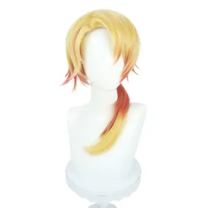 Wholesale Synthetic Wigs Long Straight Wigs for men Yellow-orange gradient halloween Party Virtual singer Tenma Tsukasa Cosplay