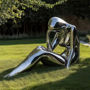 Estatua de <span class=keywords><strong>mujer</strong></span> reclinable de acero inoxidable decorativa para exteriores, escultura de figura de Metal chapada, pintura de Halloween a la venta - Product Image 1