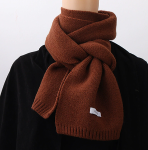 Hiver Étudiant Couple Ins Couleur Solide Écharpe High Sense Neck Wrap Simple Warm for Spring Version Knitting Scarf, Hat & Glove Sets - Product Image 1