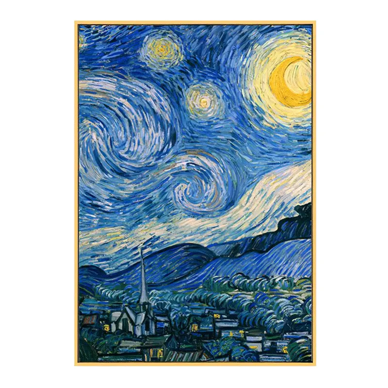 Pintura decorativa para sala de estar, pintura al óleo de cielo estrellado de Van Gogh, decoración de pared de comedor, girasol