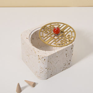 Vente en gros de luxe travertin mubkhar <span class=keywords><strong>bakhoor</strong></span> encensoir bukhoor brûleur d'encens musulman arabe marbre oud brûleur - Product Image 1