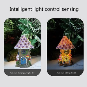 Lampe décorative solaire pastorale décoration ambiante en résine maison d'arbre lumineuse pour décoration de cour de voie extérieure pour déco de pelouse de patio - Product Image 2