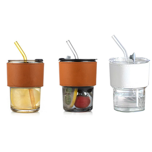 Oferta Especial: Vasos de Vidrio de 15 oz (450 ml) a Precio Económico, Vasos de Vidrio para Café, Jugo, Té y Leche con Tapa y Pajita - Product Image 6