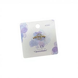 Anello in Acciaio Placcato Oro con Elegante Cristallo, Accessorio di Gioielleria - Product Image 1