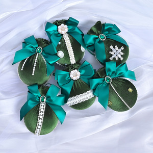 Handmade High Quality Velvet Diamond-Studded Fabric-<b>Wrapped</b> 8cm <b>Plastic</b> Christmas Balls Luxurious Tree Home Holiday Party Decor - Product Image 1