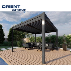 <span class=keywords><strong>Pergola</strong></span> en aluminium Porte coulissante en verre <span class=keywords><strong>Toit</strong></span> extérieur étanche à persiennes Volet en aluminium revêtu de poudre Bois naturel traité sous pression - Product Image 1