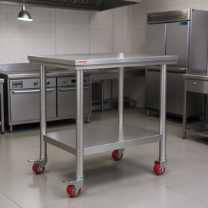 Table de préparation en acier inoxydable Vevor 24 x 30 pouces, robuste, avec roulettes, pour cuisine commerciale - Product Image 2