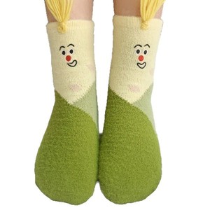 Three Delicacies Cute Vegetable Shaped Fleece Socks Women Thickening Breathable Warm Home <b>Sleep</b> Socks - Product Image 5