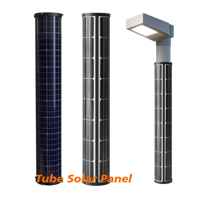 Factory Low Price Full Black 100W Solar Panel 120W 140W Tube Solar Panel Sunpower Cylindrical Shape Outdoor Round Lamp Post