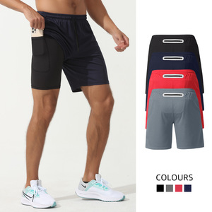 Pantaloni Sportivi da <span class=keywords><strong>Uomo</strong></span> 2 in 1 a Doppio Strato con Tasche e Leggings, Pantaloncini da Allenamento <span class=keywords><strong>Palestra</strong></span> in Poliestere con Logo Personalizzato - Product Image 4