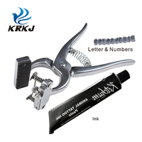 CETTIA KD712 Pince à tatouer rotative en acier inoxydable pour animaux (porcs, lapins) avec 8 chiffres et jeu de numéros