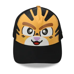 Joli chapeau de camionneur de dessin animé de tigre imprimé par transfert de mode personnalisé pour la casquette de sport d'enfant