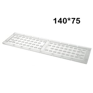 Lente a Doppio Angolo per Moduli Proiettori LED FE3150N FE1150N 140*75 Gradi Piano-Convessa con Guaine in Silicone Realizzate in PMMA - Product Image 3