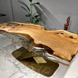 Ultimo personalizza Design speciale ristorante mobili da cucina <span class=keywords><strong>in</strong></span> legno di noce fiume tavolo da pranzo lastra <span class=keywords><strong>in</strong></span> resina epossidica - Product Image 1
